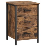 VASAGLE Noptiera cu 3 sertare pentru dormitor, design industrial, 40x40x60cm, maro rustic Household NewTrend