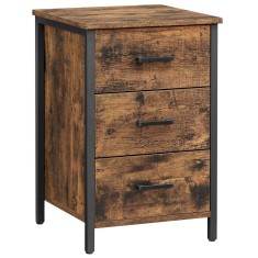 VASAGLE Noptiera cu 3 sertare pentru dormitor, design industrial, 40x40x60cm, maro rustic Household NewTrend