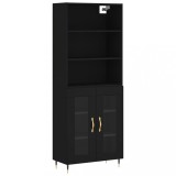 Dulap inalt, negru, 69,5x34x180 cm, lemn compozit