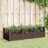 VidaXL Jardinieră de grădină cu țăruși, maro, 123,5x43,5x43,5 cm, PP