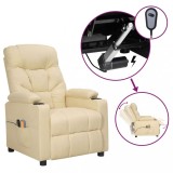 VidaXL Fotoliu de masaj electric rabatabil, crem, textil