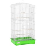 PawHut Colivie pentru Păsări Volieră din Metal cu 4 Recipiente 3 Tije Leagăn și Tavă Detașabilă M&acirc;ner 46,5x35,5x92 cm Verde | Aosom Romania