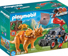 Playmobil Cercetator - Automobil si Triceratops foto