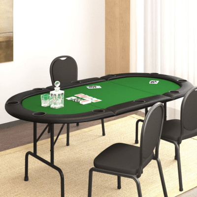 vidaXL Masă de poker pliabilă, 10 jucători, verde, 206x106x75 cm foto