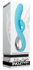 Vibrator Rabbit Triple Infinity, Turcoaz, 23.5 cm foto