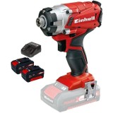 Einhell TE-CI 18/1 Li PXC + Twinpack + 4514095 - Masina de insurubat cu impact 140 Nm + Set 2 acumulatori si incarcator Li-Ion 18 V 4 Ah