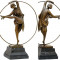 Femeie cu cercul - statueta din bronz pe soclu din marmura VG101