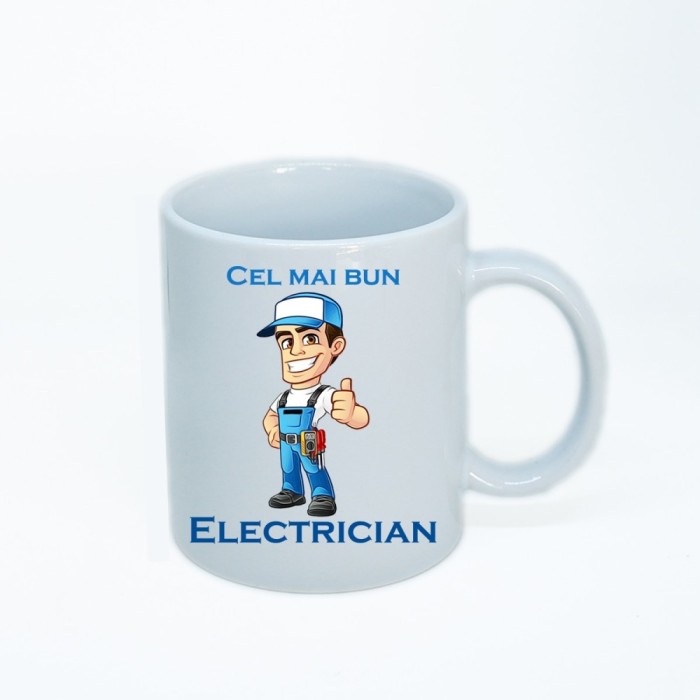 Cana alba personalizata Electrician, INOVATIX&reg;. 330ml