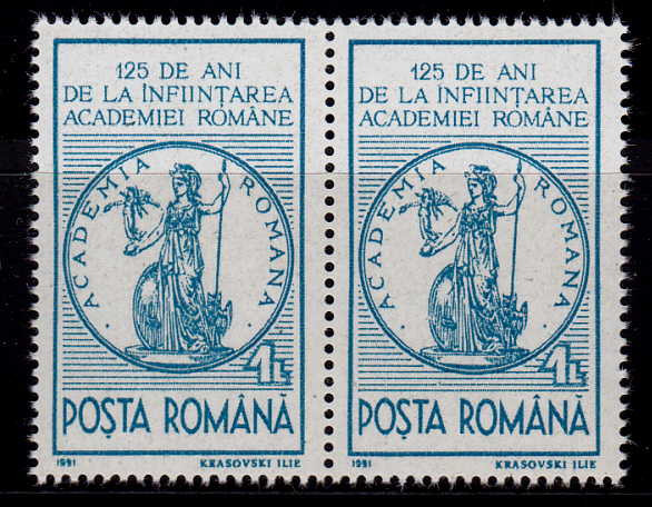 RO 1991 LP 1259 &quot;125 ani Academia Romana&quot; , pereche H ,MNH