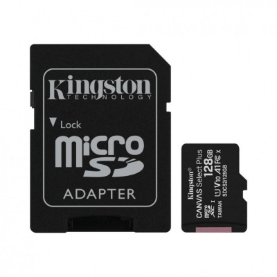 Microsd kingston 128gb select plus clasa 10 uhs-i performance r: 100 mb/s include adaptor sd foto