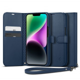 Husa Spigen Wallet S pentru Apple iPhone 14 Albastru, Piele Ecologica