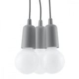 Lampă Suspendată Diego Gri Pvc 3 Becuri Neregulate Modernă De Interior
