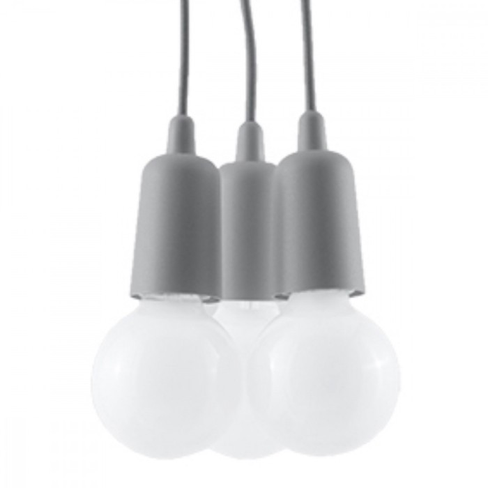 Lampă Suspendată Diego Gri Pvc 3 Becuri Neregulate Modernă De Interior