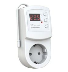 Termostat digital Terneo RZ - 16A 230V, montaj in priza, control incalzire racire (0-30 C), temporizator 99h, protectie copii, Alb