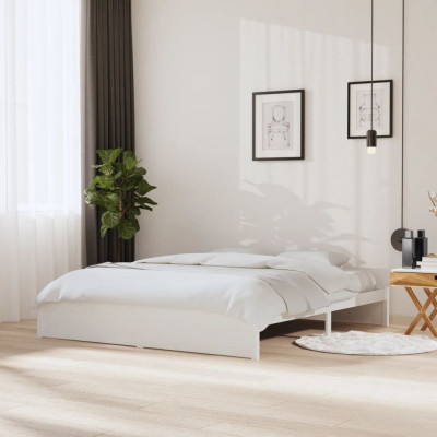 Cadru de pat Super King, alb, 180x200 cm, lemn masiv GartenMobel Dekor foto