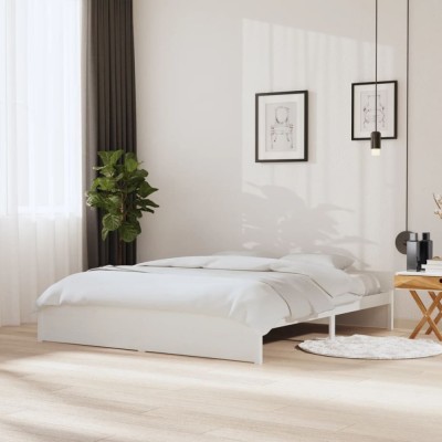 vidaXL Cadru de pat Super King, alb, 180x200 cm, lemn masiv 814965 foto