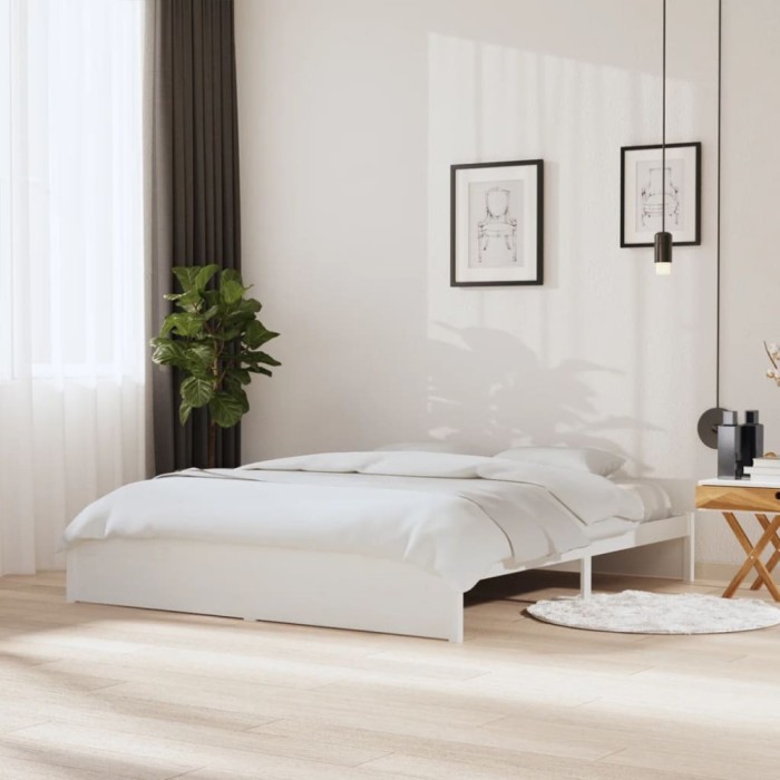 vidaXL Cadru de pat Super King, alb, 180x200 cm, lemn masiv 814965