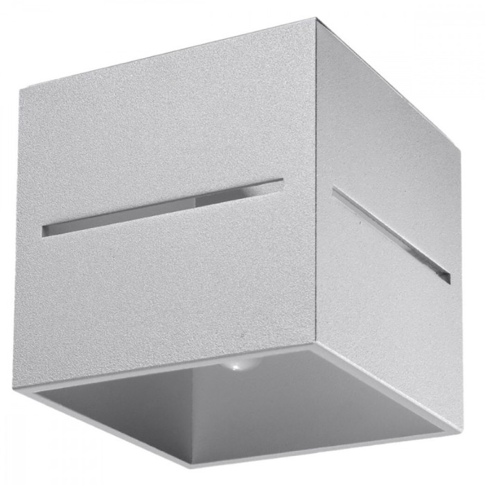 Lustră De Tavan Lobo Gri Aluminiu 1 Bec Pătrat Modern De Interior