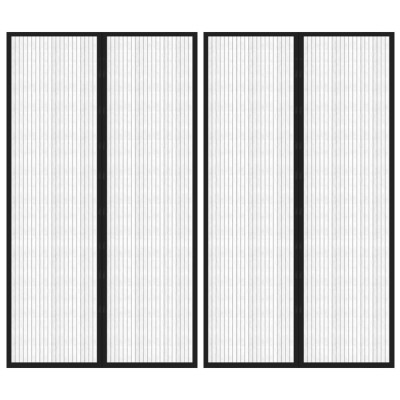 vidaXL Perdele de ușă anti-insecte cu magnet, 2 buc., negru, 200x80 cm foto
