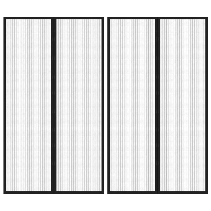 vidaXL Perdele de ușă anti-insecte cu magnet, 2 buc., negru, 200x80 cm