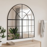 Oglinda Perete Arcuita vidaXL, 100x50 cm, Cadru Fier Negru, Decorativa Baie Dormitor Hol