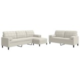 Cumpara ieftin Set de canapele cu perne/rulouri, 3 piese, crem, catifea