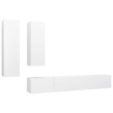 Cumpara ieftin Set dulapuri TV, 4 piese, alb, lemn prelucrat