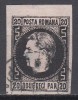 ROMANIA 1866/1867 LP 20 c CAROL FAVORITI 20 PARALE NEGRU/ROZ HARTIE SUBTIRE STAMPILAT
