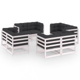 VidaXL Set mobilier de grădină cu perne, 8 piese, lemn masiv de pin 3076335