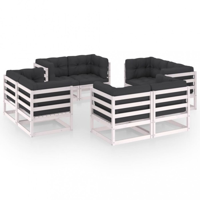 vidaXL Set mobilier de grădină cu perne, 8 piese, lemn masiv de pin 3076335