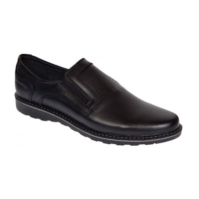 Pantofi barbati casual din piele naturala cu elastic negru GKRSPORTELN foto