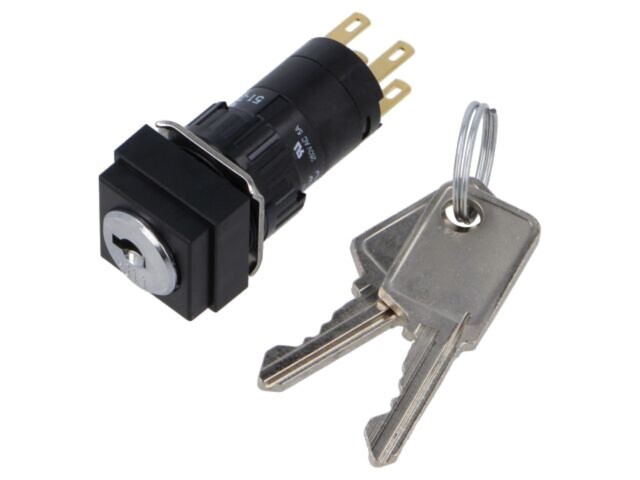 Comutator rotativ cu cheie EAO 16mm 2 poziții NC NO