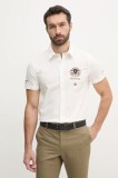 Aeronautica Militare cămașă bărbați, culoarea bej, cu guler clasic, regular, CA1285CT3288