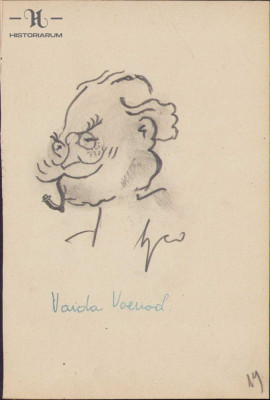 HST 179S Caricatura Alexandru Vaida-Voevod anii 1930 Geo Dumitrescu semnata foto