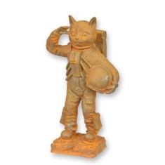 Pisica astronaut-statueta din fonta antik rusty RC-99