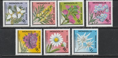Mongolia 1979 - #288 Flori 7v MNH foto