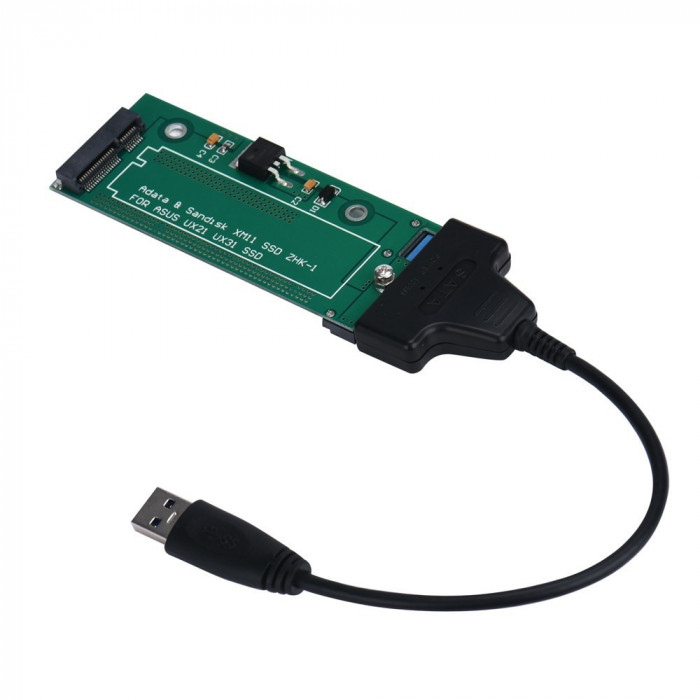 Adaptor SSD 12+6 pini Asus Zenbook UX31 UX21 la SATA 22 pini + adaptor USB 3.0