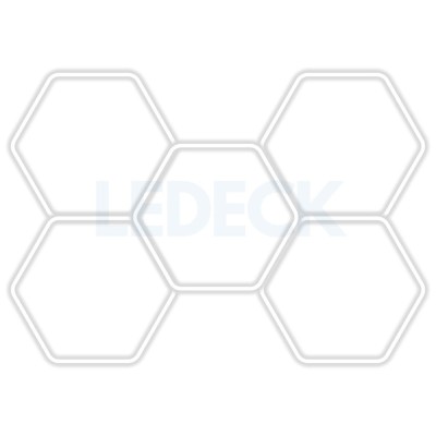 Lumina LED Hexagonala Profesionala Aluminiu, 5 Module 210x299CM , Service Auto, Detailing, Ateliere, Spatii Comerciale foto