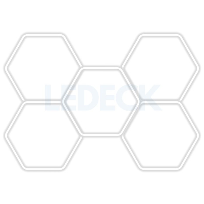 Lumina LED Hexagonala Profesionala Aluminiu, 5 Module 210x299CM , Service Auto, Detailing, Ateliere, Spatii Comerciale