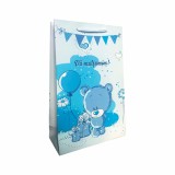 SET 10 pungi de cadou medie pentru botez cu model albastru