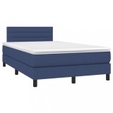 Cumpara ieftin Pat box spring cu saltea, albastru, 120x190 cm, material textil