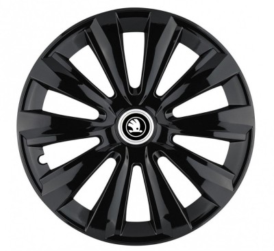 Set 4 Capace Roti Autohelix MSA&amp;reg; potrivite jantelor de 15 inch, pentru Skoda Alb Negru model Delta Black foto