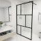 vidaXL Paravan de duș walk-in, negru, 115x195 cm, sticlă securizată