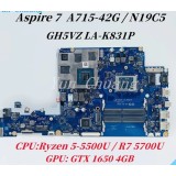 Placa de baza noua pentru Acer Aspire 7 A715-42G cod NB.QAY11.004 Procesor R75700U Cip grafic N18PG61-A cu 4GB memorie