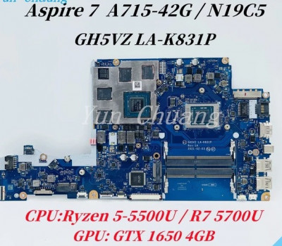 Placa de baza noua pentru Acer Aspire 7 A715-42G cod NB.QAY11.004 Procesor R75700U Cip grafic N18PG61-A cu 4GB memorie foto