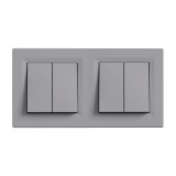 Leziter Nova dublu candelabru comutator 105 cu cadru gri Mobalis Homvera