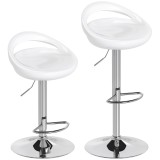 HOMCOM Set 2 Scaune de Bar Rotative cu Suport pentru Picioare și &Icirc;nălțime Reglabilă, 46x41x76-96 cm, Alb | Aosom Romania