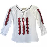 Cumpara ieftin Ie Traditionala Alba pentru Fetite cu Motiv Geometric - ITF11