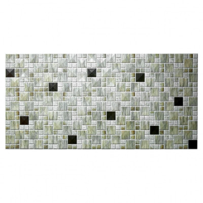 Panou decorativ, PVC, model mozaic, striat, nuante gri, 96x48.5 cm foto