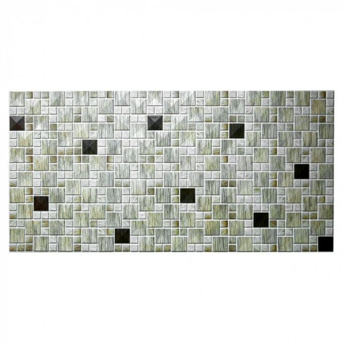 Panou decorativ, PVC, model mozaic, striat, nuante gri, 96x48.5 cm